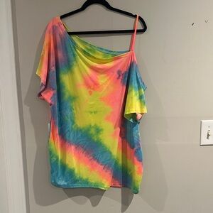 Colorful Tie-Dye Off-Shoulder Top
